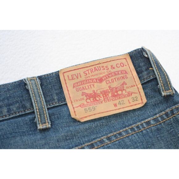 Levi's 559 Relaxed Straight Fit Rugged Blue Denim Jeans Mens Size 42 x 32 - Picture 1 of 7